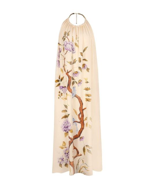 Robe en soie à fleurs Adam Lippes en coloris Metallic