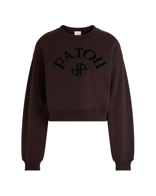 Patou Black Logo-Patch Cropped Sweater