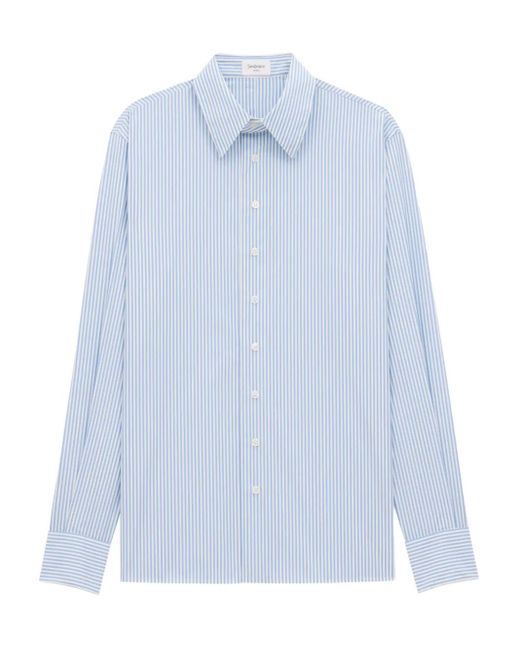 Camisa a rayas de algodón Saint Laurent de hombre de color Blue