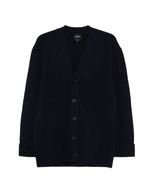 A.P.C. Blue Buttoned V-Neck Cardigan