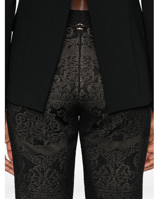 Twinset Black Damask-Pattern Trousers