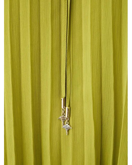 Joop! Green Pleated Tie-Fastening Long-Sleeved Mini Dress
