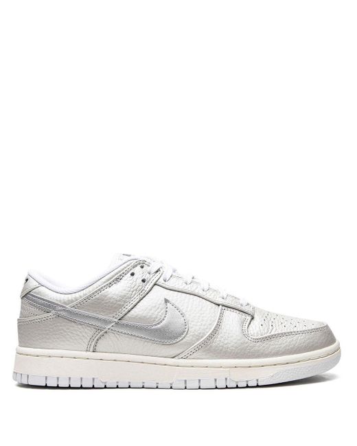 Nike Dunk Low "metallic Silver" Sneakers in White | Lyst