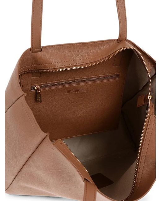 Moschino Brown Logo-Plaque Shoulder Bag