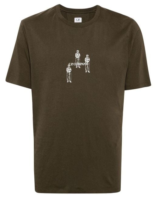 T-shirt en coton à logo imprimé C P Company pour homme en coloris Green