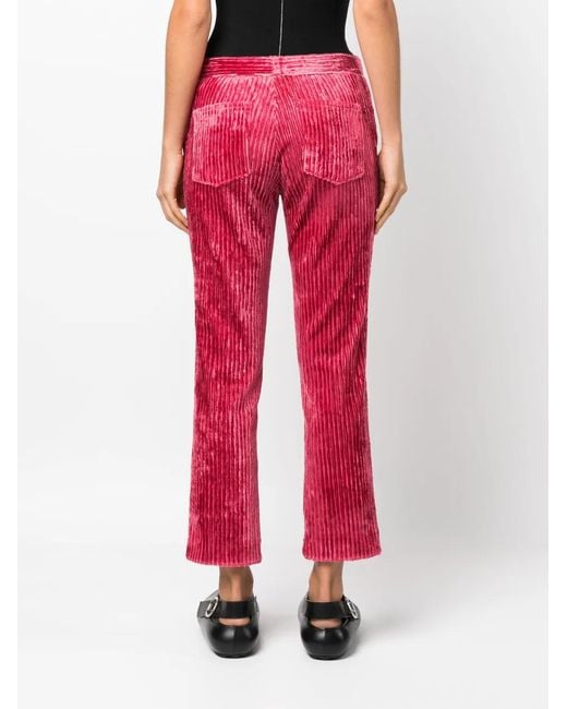 Isabel Marant Red Mid-Rise Corduroy Cropped Trousers