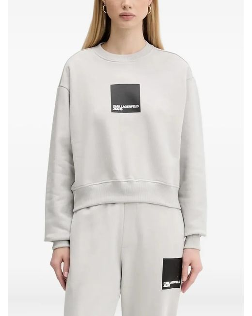 Felpa Con Stampa Logo di Karl Lagerfeld in Gray