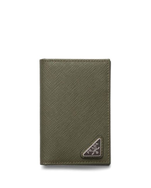 Prada Green Logo-plaque Saffiano Leather Wallet for men