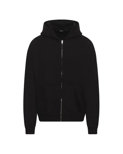 we11done Black Logo Zip-Up Hoodie for men