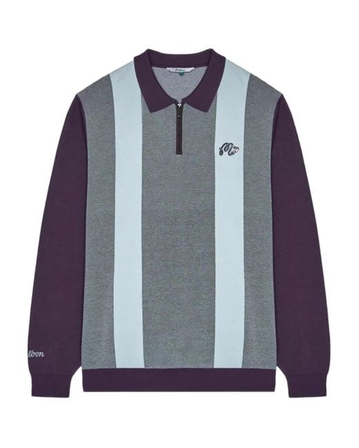 Malbon Golf Gestreifter Pullover in Blue für Herren