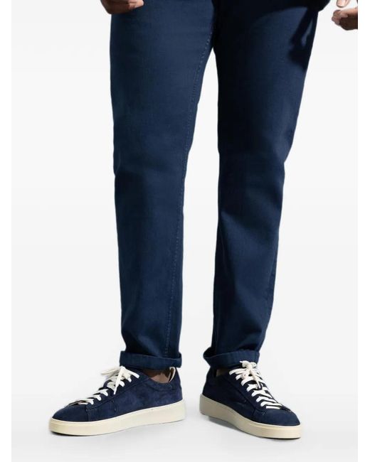 Eleventy Blue Suede Lace-Up Sneakers for men