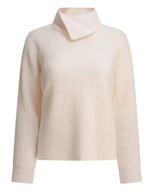 Kangra White Ribbed High-Neck Cashmere Sweater