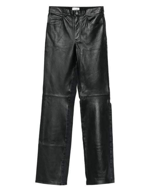 Haikure Gray Leather-Panel Trousers