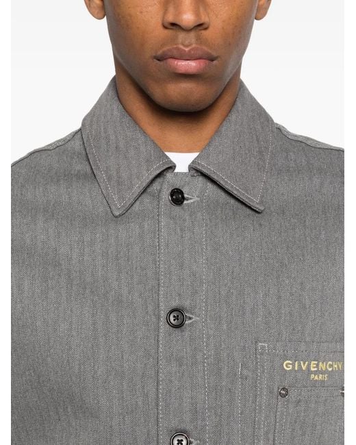 Givenchy Gray Pocket Cotton Shirt Jacket for men
