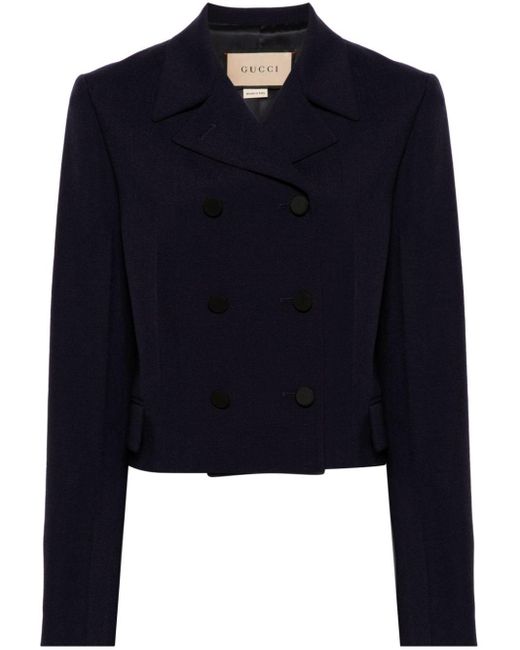Gucci Blue Double-breasted Cropped Jacket