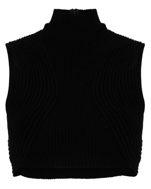 Chloé Black Ribbed-knit Wool Top - Women's - Wool