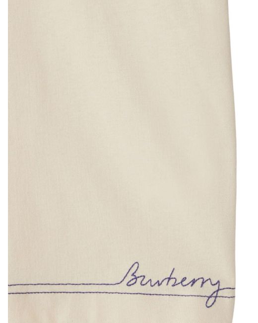 Burberry Natural Logo-embroidered Cotton T-shirt