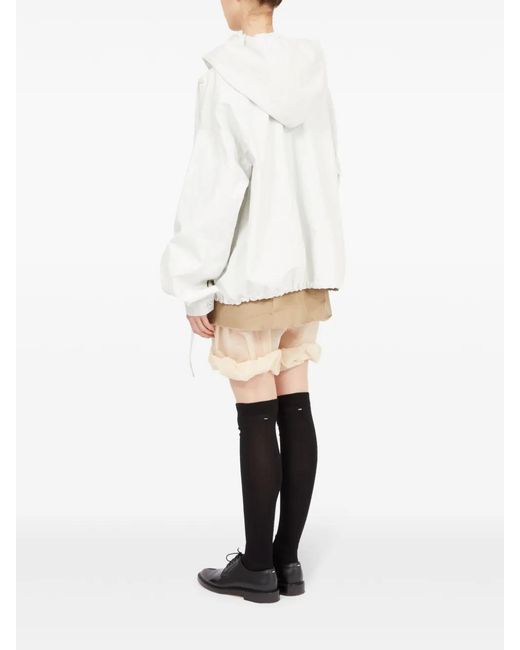 Maison Margiela White Slouchy-Hood Linen Jacket