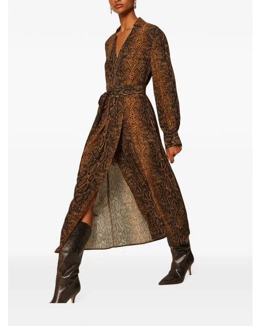 Twinset Brown Langes Kleid Mit Python-Print