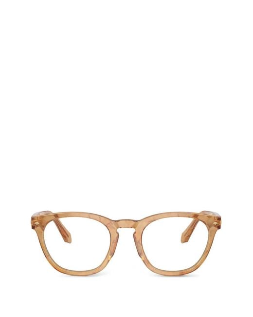 Giorgio Armani Metallic Tortoiseshell-Effect Round-Frame Glasses for men