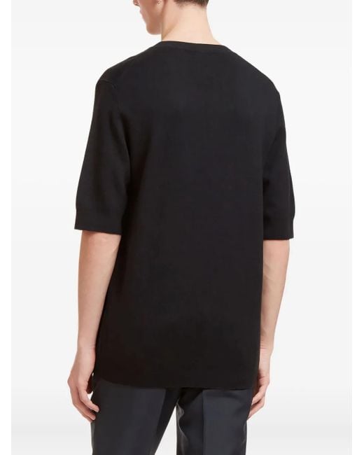 Aiezen Black Crew-Neck Half-Sleeve T-Shirt for men
