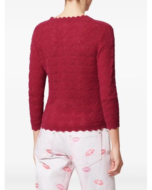 Isabel Marant Red Leonette Scalloped Pullover