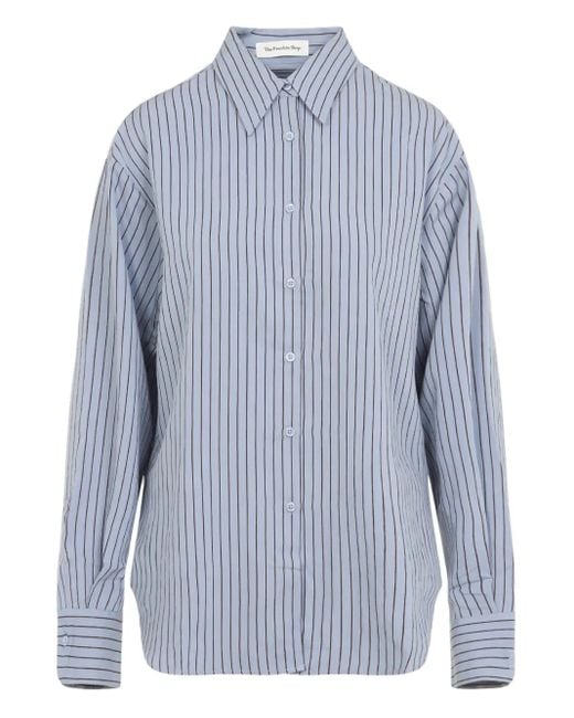 Frankie Shop Blue Striped Button-Down Shirt