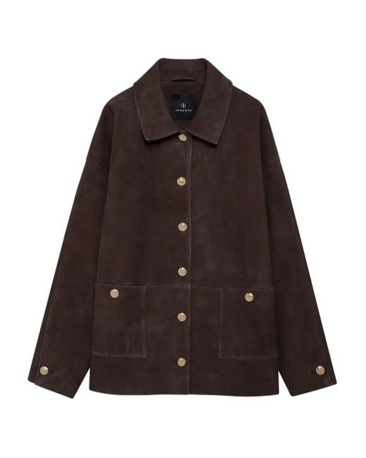Anine Bing Brown Button Suede Jacket