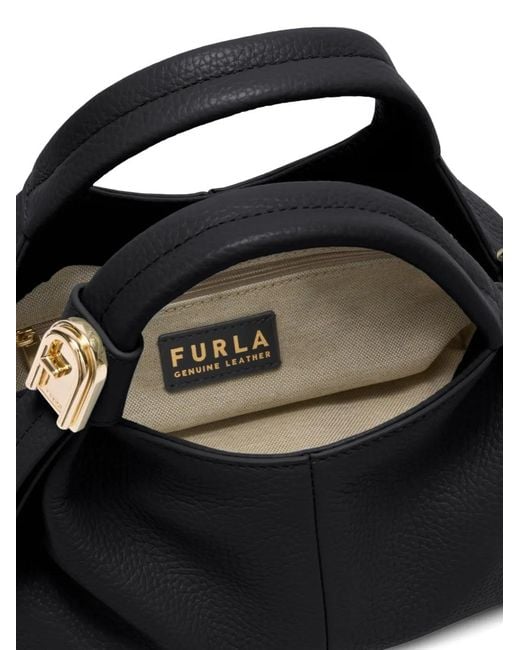 Furla Black Small Planeta Leather Tote Bag