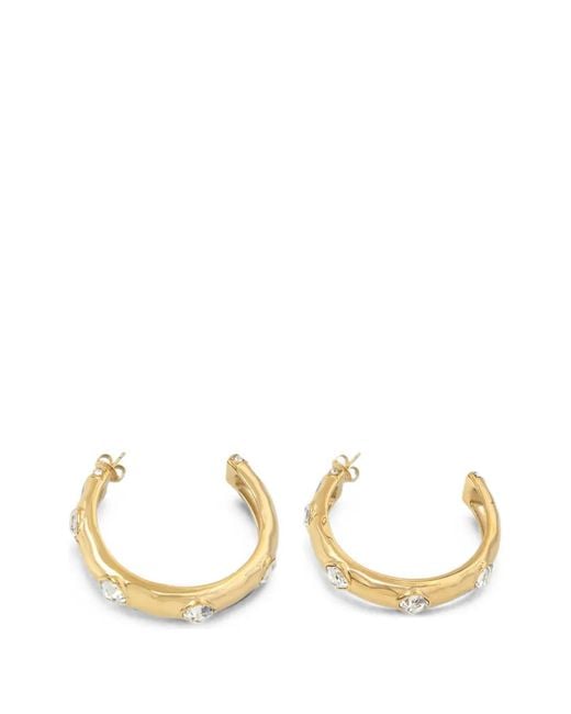 Guess Metallic Mamounia Crystal-Embellished Hammered Hoop Earrings