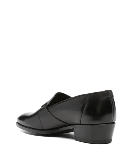 Lidfort Black Buckle-Embellished Leather Loafers for men