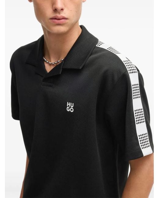 Polo À Logo Brodé HUGO pour homme en coloris Black