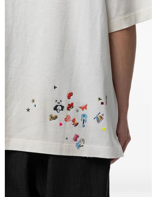 Maison Mihara Yasuhiro White T-Shirt Imprimé À Effet Usé for men
