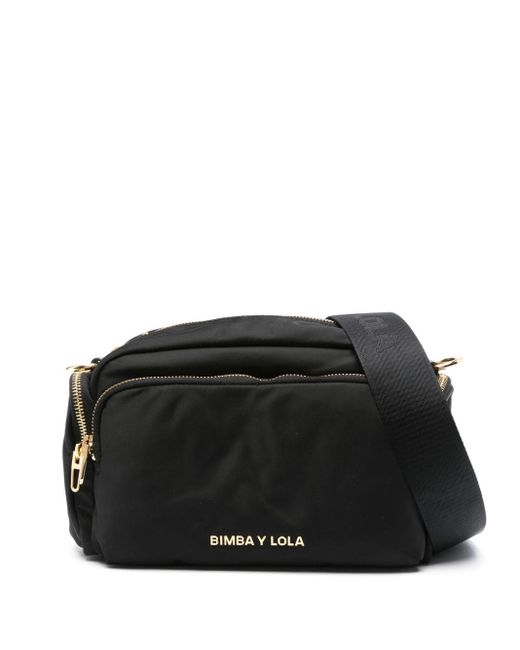 Bimba Y Lola Black Small Logo-lettering Crossbody Bag