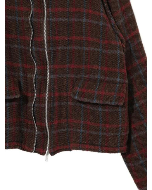 Giacca A Quadri Con Zip di Undercover in Brown da Uomo