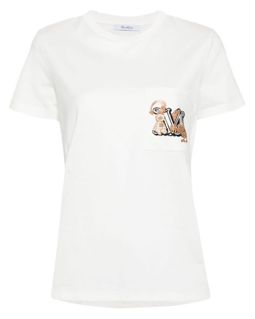 Max Mara Katoenen T-shirt Met Print in het White