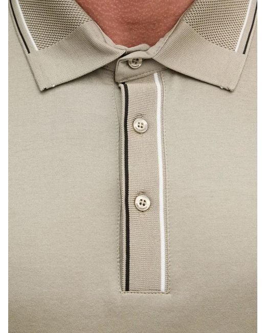Karl Lagerfeld Natural Logo-Embroidered Tipped Polo Shirt for men