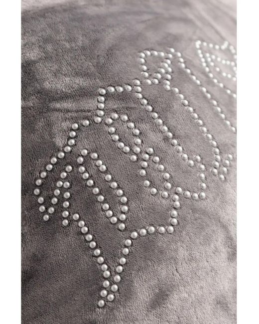 M I S B H V Gray Rhinestone-Logo Cropped Hoodie