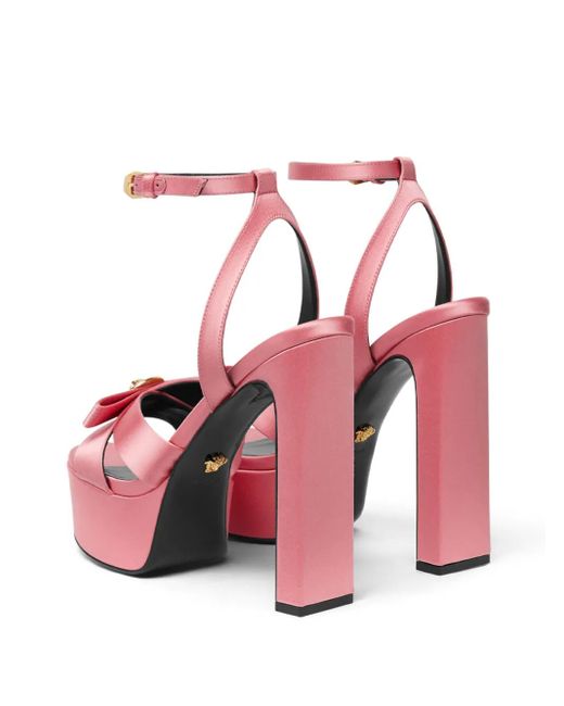 Versace Pink 140Mm Gianni Ribbon Satin Sandals
