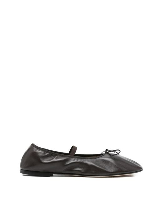 Dear Frances White Balla Bow Leather Ballet Flats