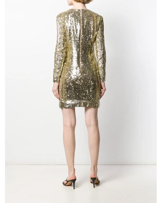 Max Mara Metallic Sequin Embroidered Fitted Dress