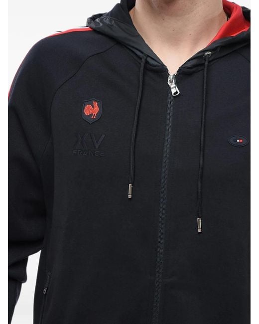 Eden Park Blue Logo-Embroidered Zip-Up Hoodie for men