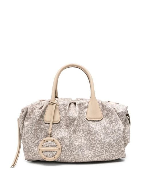 Borbonese Natural Medium Vis A Vis Gathered Tote Bag