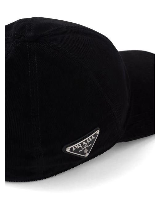 Prada Black Corduroy Baseball Cap for men