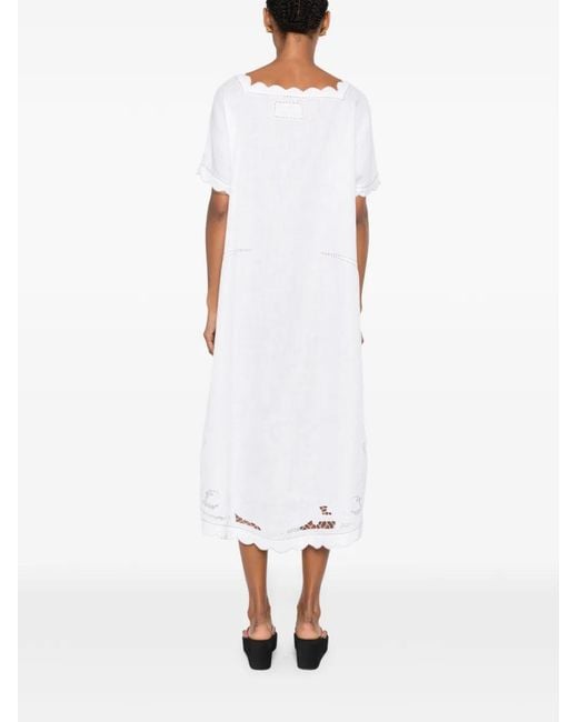 Vita Kin White Formentera Scalloped-Edge Midi Dress