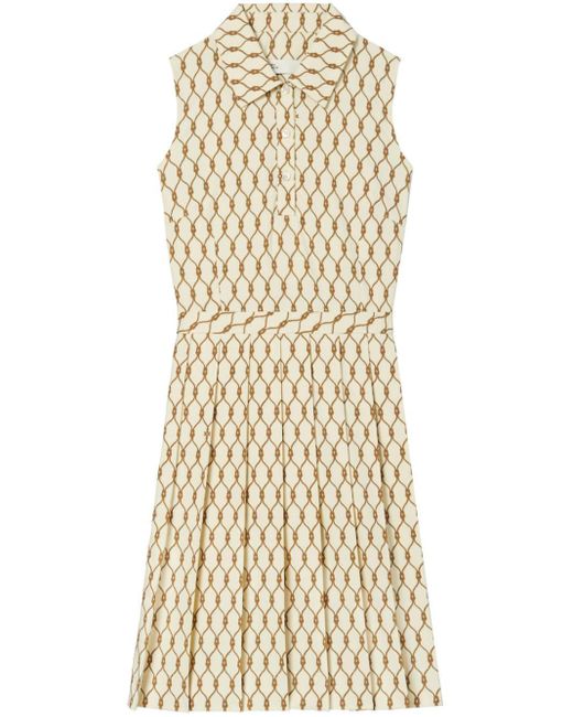 Tory Burch Natural Rope-print Pleated Minidress