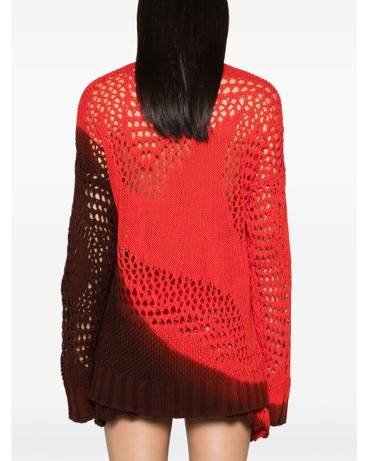 The Attico Red Crochet Dyed Sweater