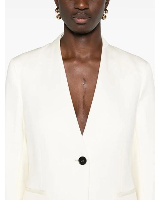 Jil Sander Natural Single-Breasted Wool Blazer