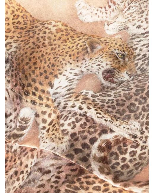 Zimmermann Natural Leopard Silk Trousers