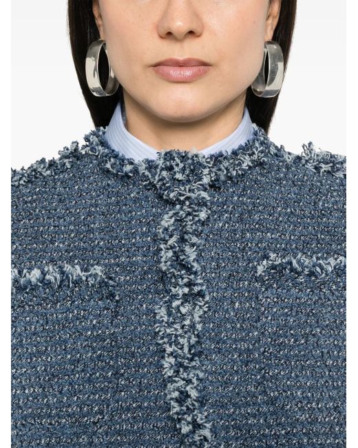 Sacai Blue Panelled Tweed Jacket